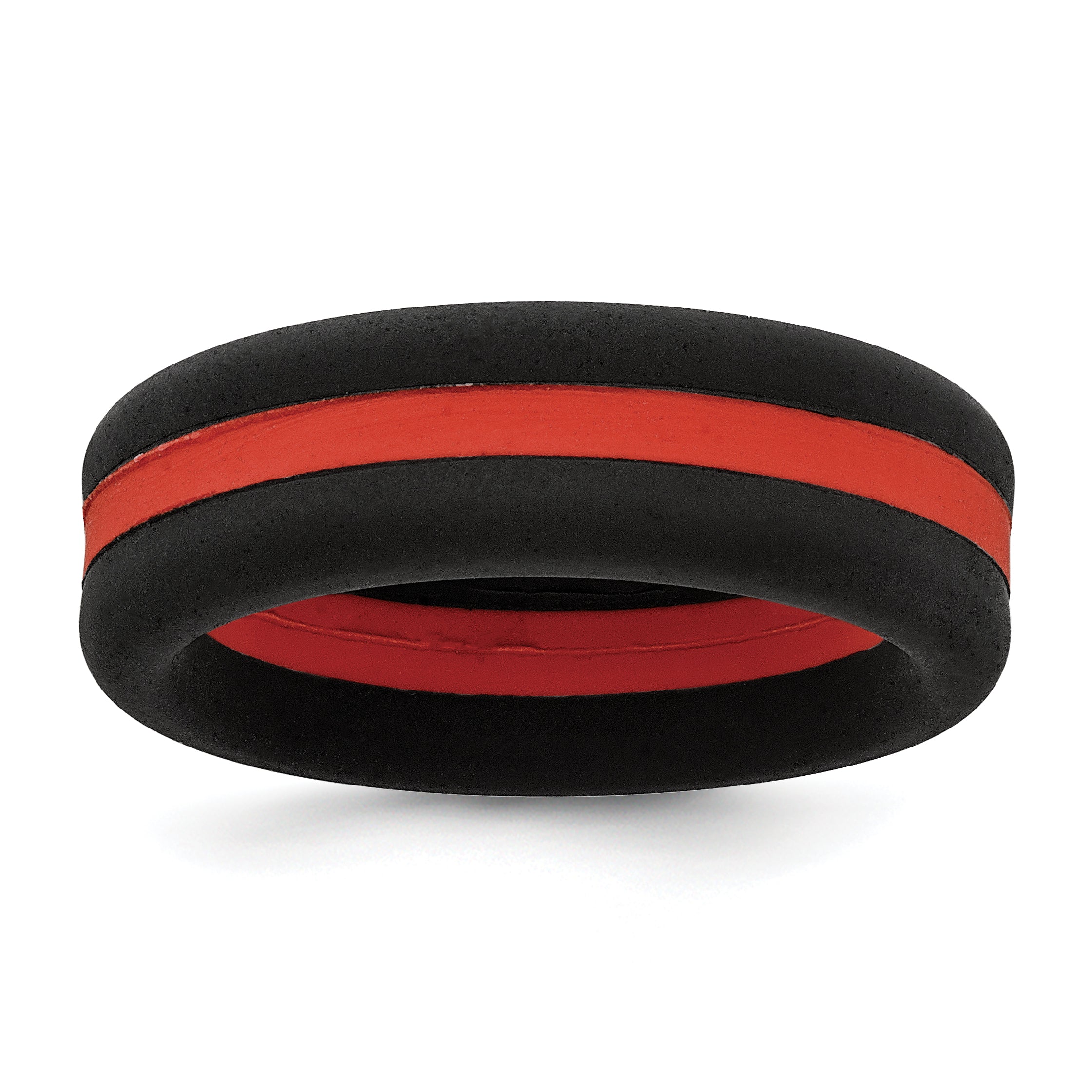 Silicone Black with Red Line Center 7.5mm Flat Band Size 9