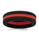 Silicone Black with Red Line Center 7.5mm Flat Band Size 9