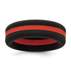 Silicone Black with Red Line Center 7.5mm Flat Band Size 9