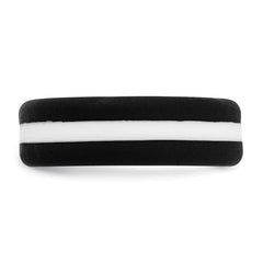 Silicone Black with White Line Center 7.5mm Flat Band Size 9