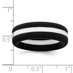 Silicone Black with White Line Center 7.5mm Flat Band Size 9