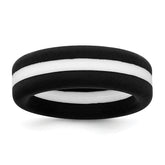Silicone Black with White Line Center 7.5mm Flat Band Size 9