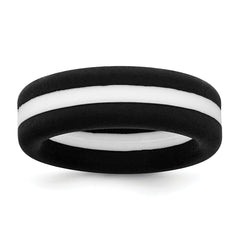 Silicone Black with White Line Center 7.5mm Flat Band Size 9