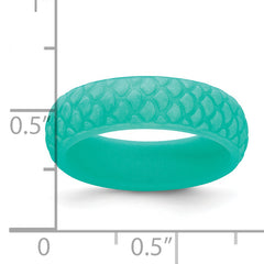 Silicone Sky Blue Mermaid Pattern 5.7mm Domed Band Size 9