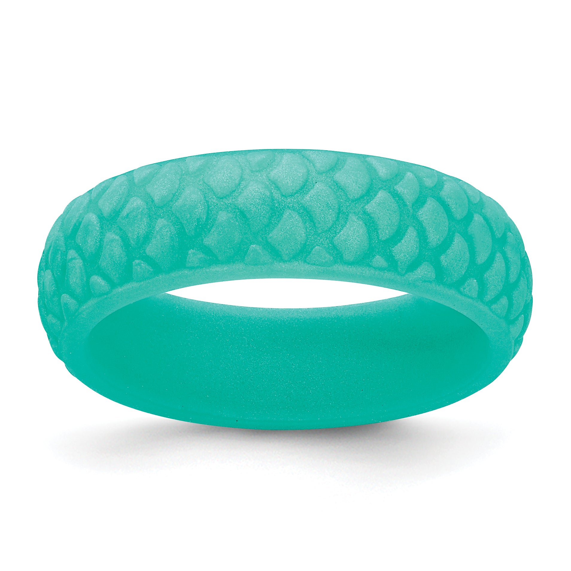 Silicone Sky Blue Mermaid Pattern 5.7mm Domed Band Size 9