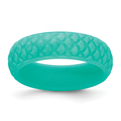 Silicone Sky Blue Mermaid Pattern 5.7mm Domed Band Size 9