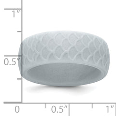 Silicone Metallic Silver 8.70mm Fish Scale Pattern Band