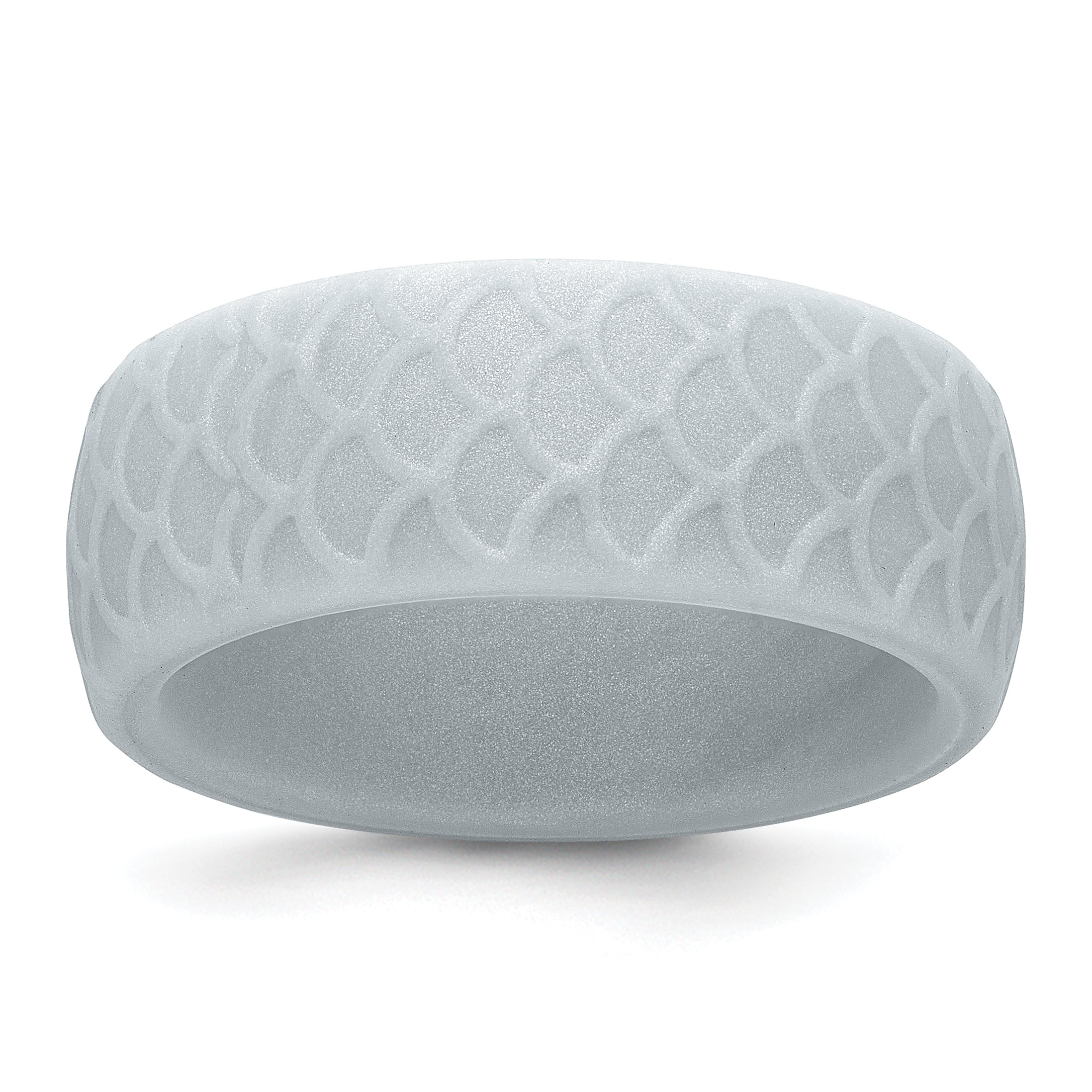 Silicone Metallic Silver 8.70mm Fish Scale Pattern Band