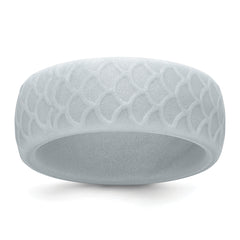 Silicone Metallic Silver 8.70mm Fish Scale Pattern Band