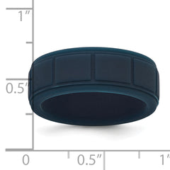 Silicone Dark Blue 8mm Grid Pattern Band