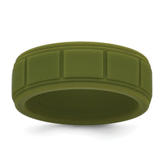 Silicone Olive Green 8mm Grid Pattern Band