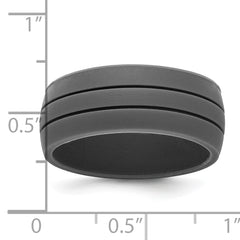 Silicone Dark Gray 8.50mm Grooved Band