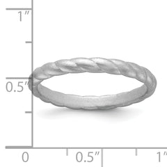 Silicone Metallic Silver 3mm Braided Band