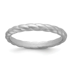 Silicone Metallic Silver 3mm Braided Band