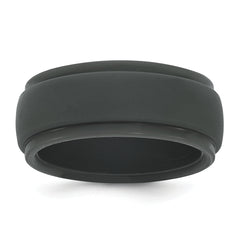 Silicone Dark Grey 9mm Ridged Edge Band