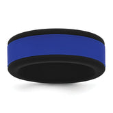 Silicone Black with Removable Blue Center 8mm Band