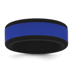 Silicone Black with Removable Blue Center 8mm Band