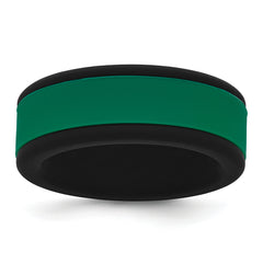 Silicone Black with Removable Green Center 8mm Band