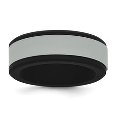 Silicone Black with Removable Grey Center 8mm Band
