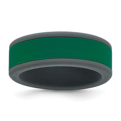 Silicone Grey with Removable Green Center 8mm Band