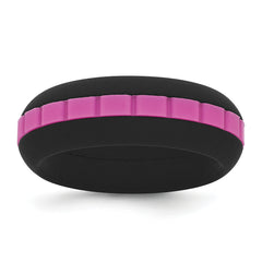 Silicone Black with Pink Grooved Center 7.50mm Band