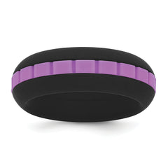 Silicone Black with Purple Grooved Center 7.50mm Band