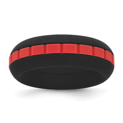 Silicone Black with Red Grooved Center 7.50mm Band