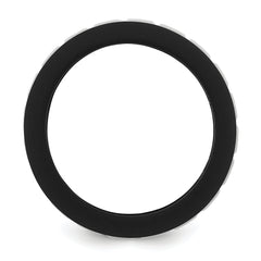 Silicone Black with White Grooved Center 7.50mm Band