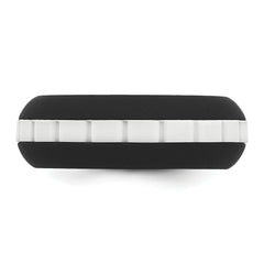 Silicone Black with White Grooved Center 7.50mm Band