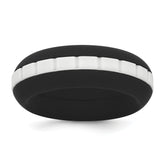 Silicone Black with White Grooved Center 7.50mm Band