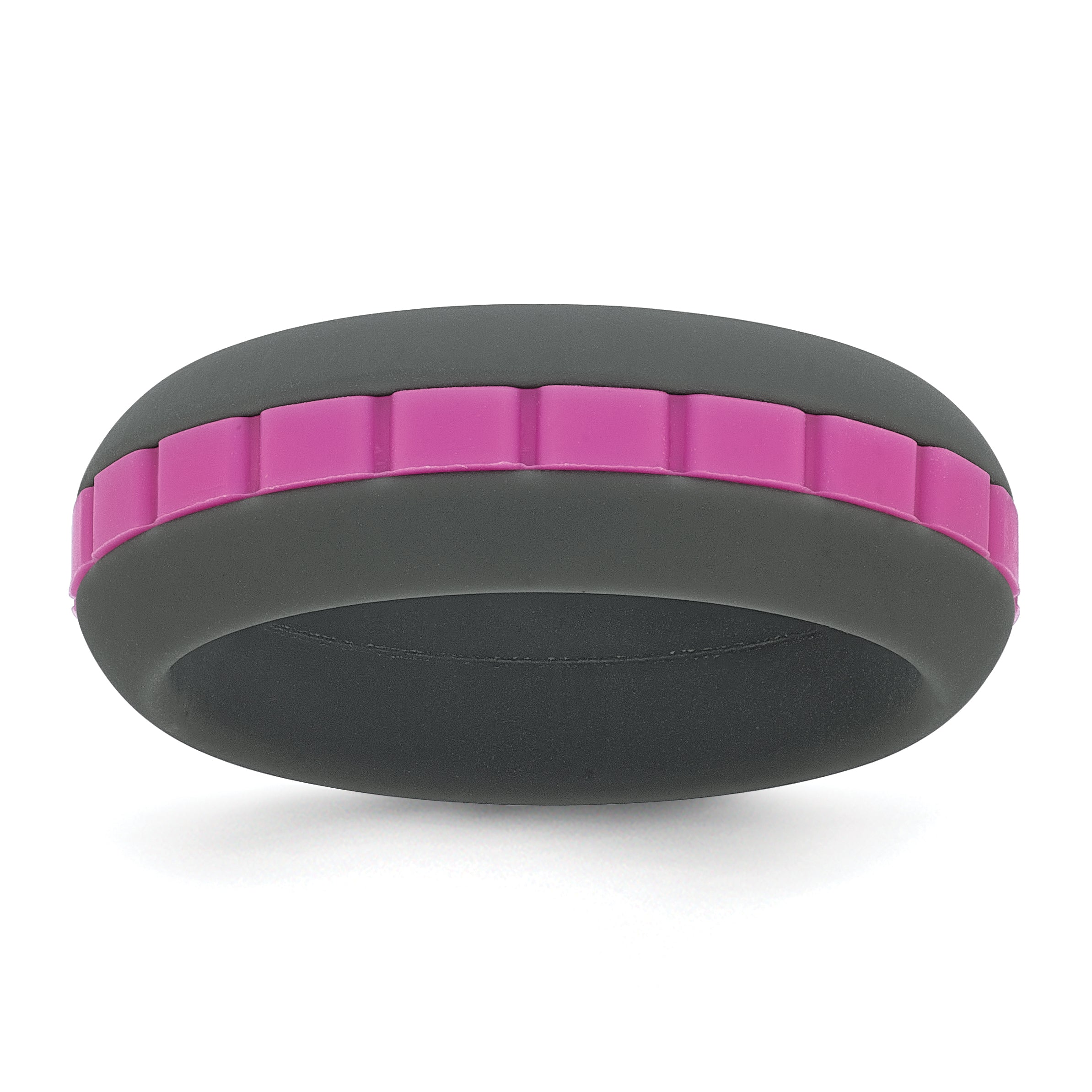 Silicone Grey with Pink Grooved Center 7.50mm Band