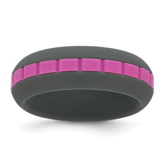 Silicone Grey with Pink Grooved Center 7.50mm Band