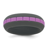 Silicone Grey with Purple Grooved Center 7.50mm Band