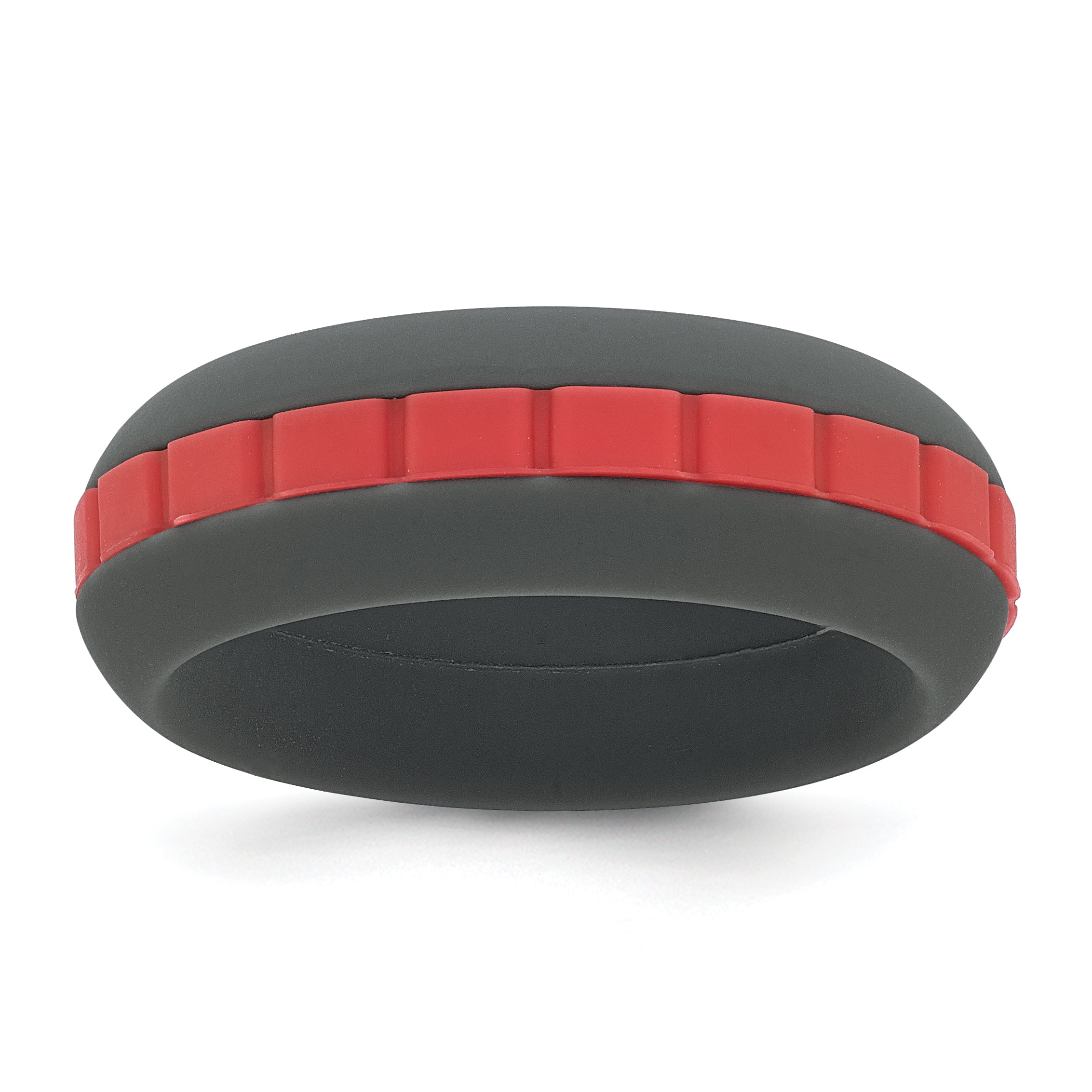 Silicone Grey with Red Grooved Center 7.50mm Band