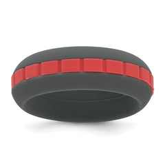 Silicone Grey with Red Grooved Center 7.50mm Band
