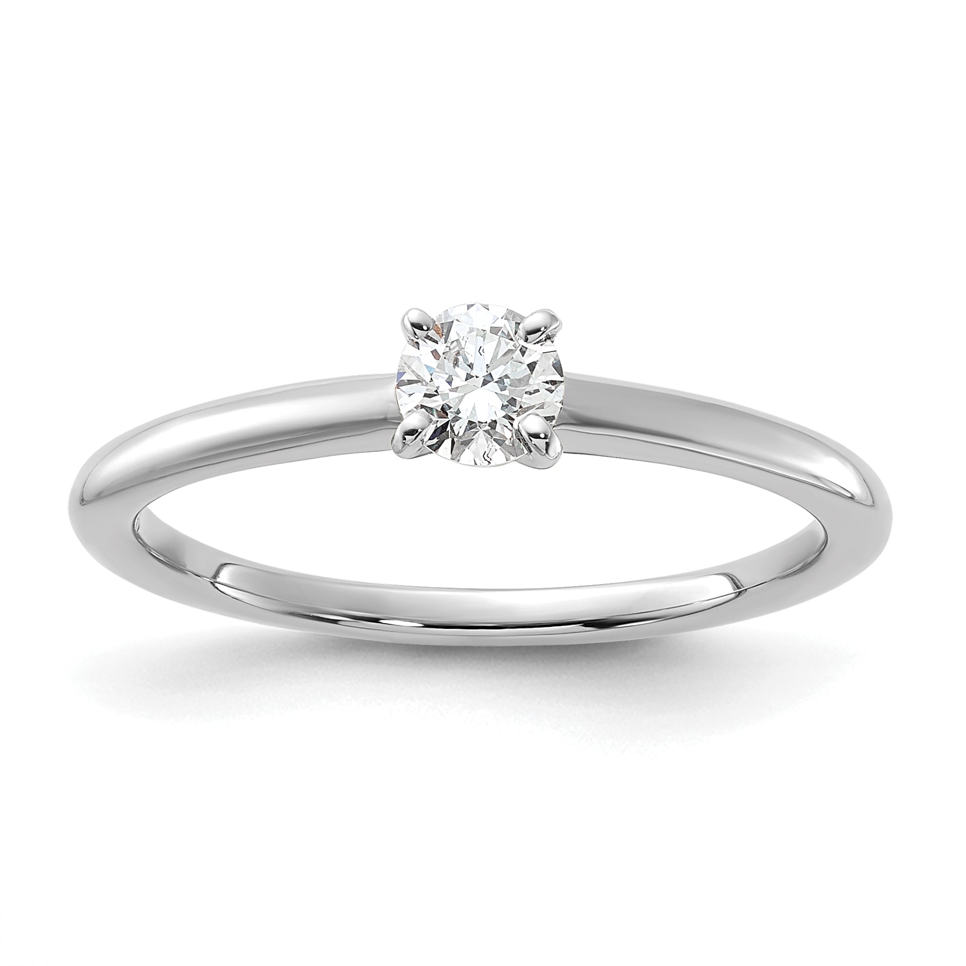 14k White Gold 1/4 carat Lab Grown Diamond VS/SI+ G+ Round Complete Solitaire Engagement Ring