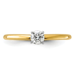14k Two-Tone 1/4 carat Certified Lab Grown Diamond VS+ F+ Round Complete Solitaire Engagement Ring