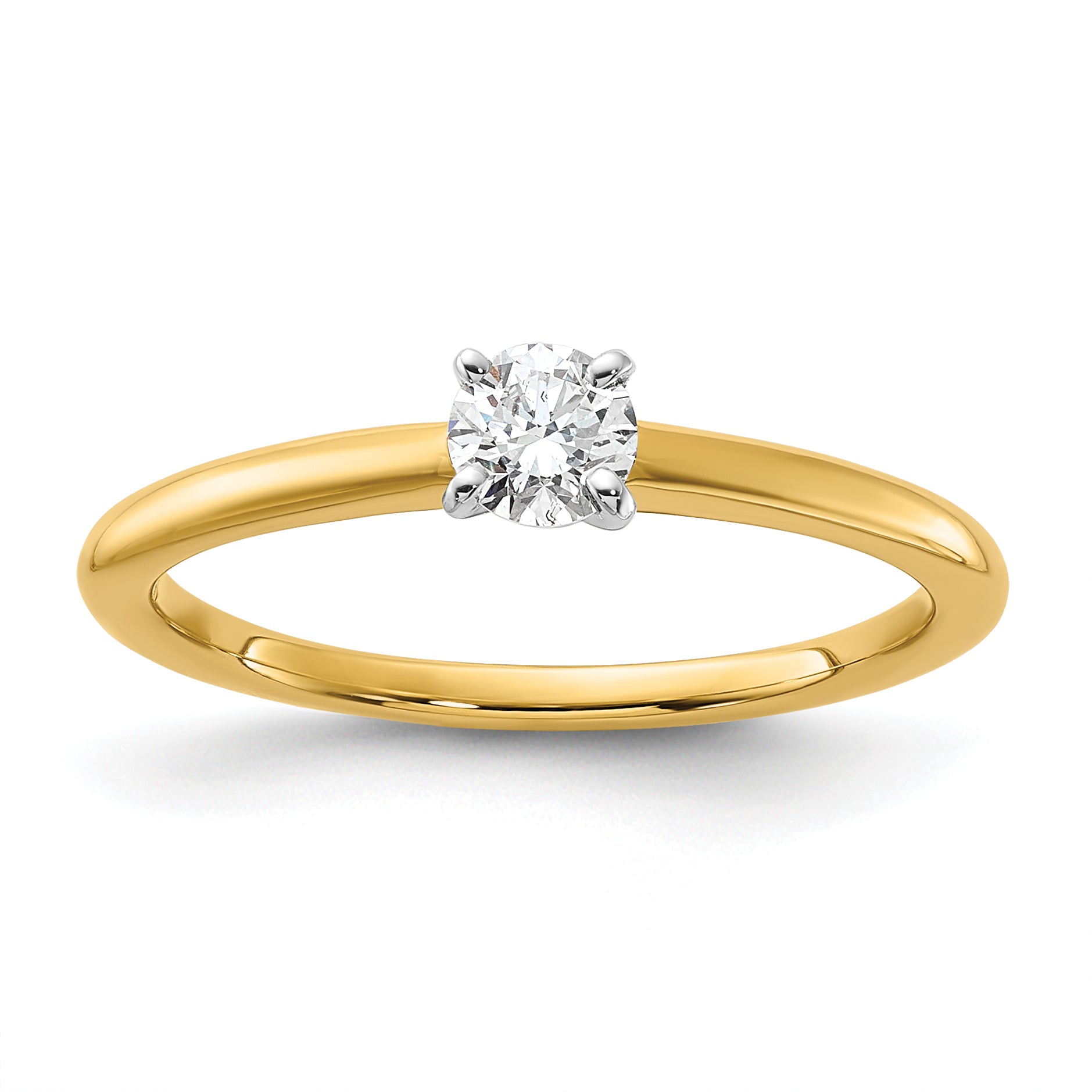 14k Two-Tone 1/4 carat Lab Grown Diamond VS/SI+ G+ Round Complete Solitaire Engagement Ring