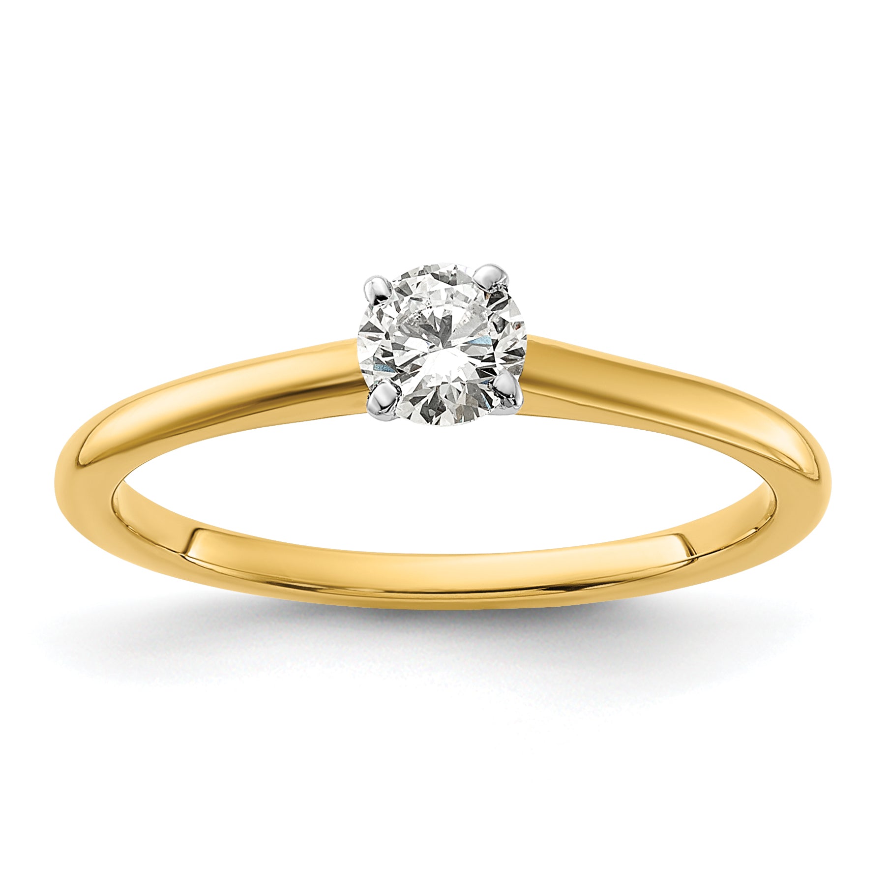 14k Two-Tone 1/3 carat Certified Lab Grown Diamond VS/SI+ G+ Round Complete Solitaire Engagement Ring