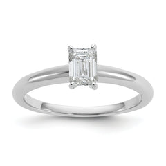 14k White Gold 1/2 carat Certified Lab Grown Diamond VS+ F+ Emerald Solitare Complete Engagement Ring