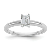 14k White Gold 5/8 carat Lab Grown Diamond VS+ F+ Emerald Solitare Complete Engagement Ring