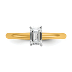 14k Two-tone 5/8 carat Lab Grown Diamond VS/SI+ G+ Emerald Solitare Complete Engagement Ring