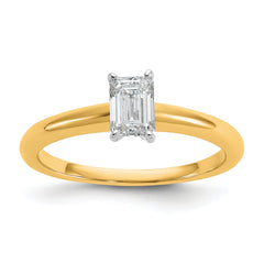 14k Two-tone 1/2 carat Certified Lab Grown Diamond VS+ F+ Emerald Solitare Complete Engagement Ring