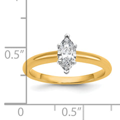 14k Two-tone 1/2 carat Certified Lab Grown Diamond VS+ F+ Marquise Solitare Complete Engagement Ring
