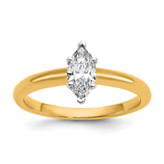 14k Two-tone 1/2 carat Certified Lab Grown Diamond VS+ F+ Marquise Solitare Complete Engagement Ring
