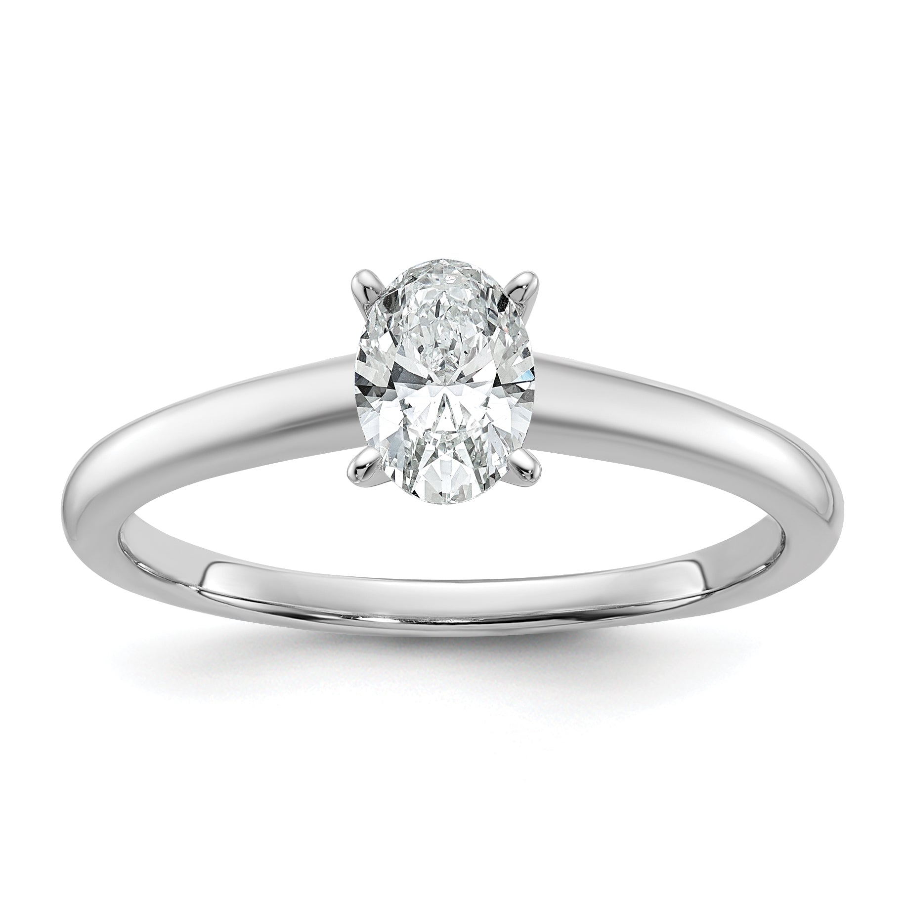 14k White Gold 1/2 carat Certified Lab Grown Diamond VS+ F+ Oval Complete Solitaire Engagement Ring