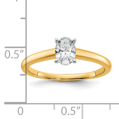 14k Two-Tone 1/2 carat Certified Lab Grown Diamond VS+ F+ Oval Complete Solitaire Engagement Ring