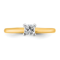 14k Two-tone 1/2 carat Certified Lab Grown Diamond VS+ F+ Princess Complete Solitare Engagement Ring