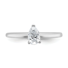 14k White Gold 1/2 carat Lab Grown Diamond VS/SI+ G+ Pear Solitare Complete Engagement Ring