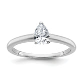14k White Gold 1/2 carat Lab Grown Diamond VS+ F+ Pear Solitare Complete Engagement Ring